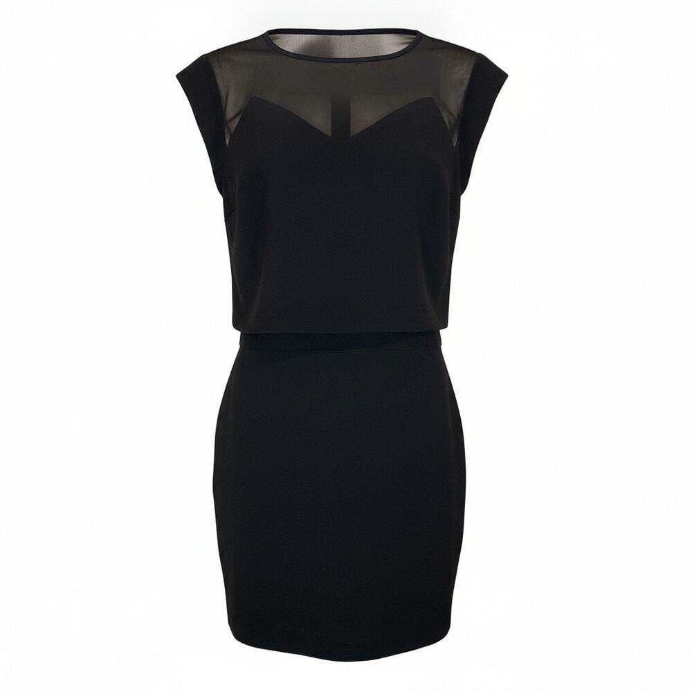 Express Black Sheer Mesh Illusion Bodycon Mini Dress Keyhole Back